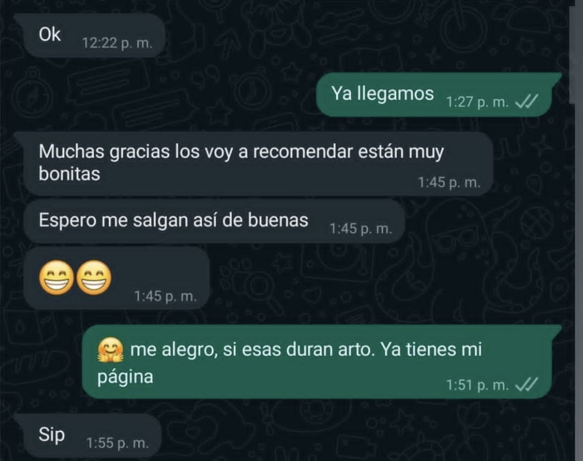 Captura de WhatsApp de Laura